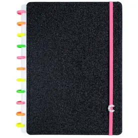 CADERNO LETS GLITTER NEON BLACK GRANDE