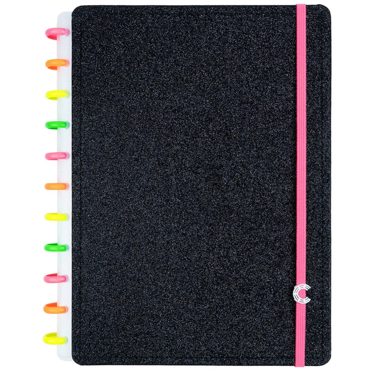 CADERNO LETS GLITTER NEON BLACK GRANDE
