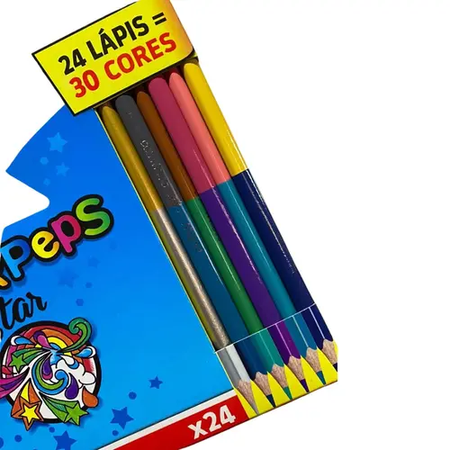 LAPIS DE COR 24 CORES COLOR PEPS STARS