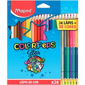 LAPIS DE COR 24 CORES COLOR PEPS STARS