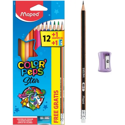 LAPIS DE COR 12 CORES COLOR PEPS +APONTADOR + LAPIS