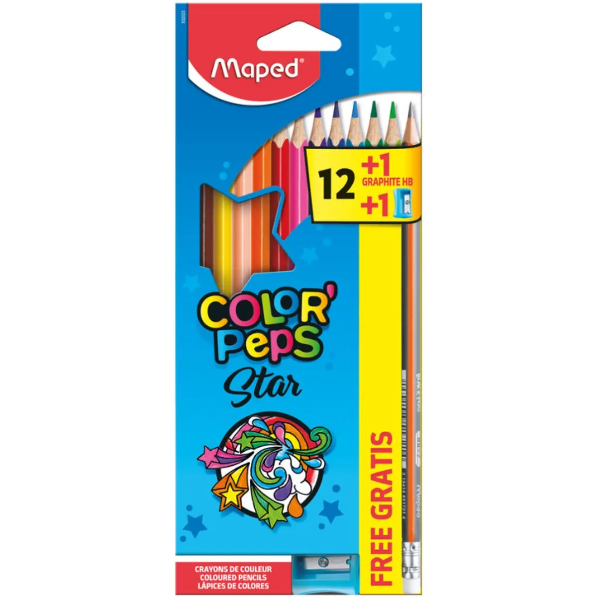 LAPIS DE COR 12 CORES COLOR PEPS +APONTADOR + LAPIS